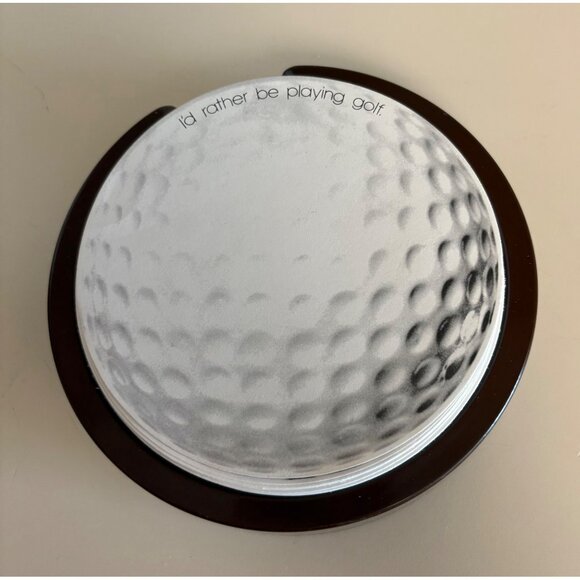 Golf-Themed Notepad Dispenser With Brown Base "Id Rather Be Playing Golf" Design - Picture 4 of 8